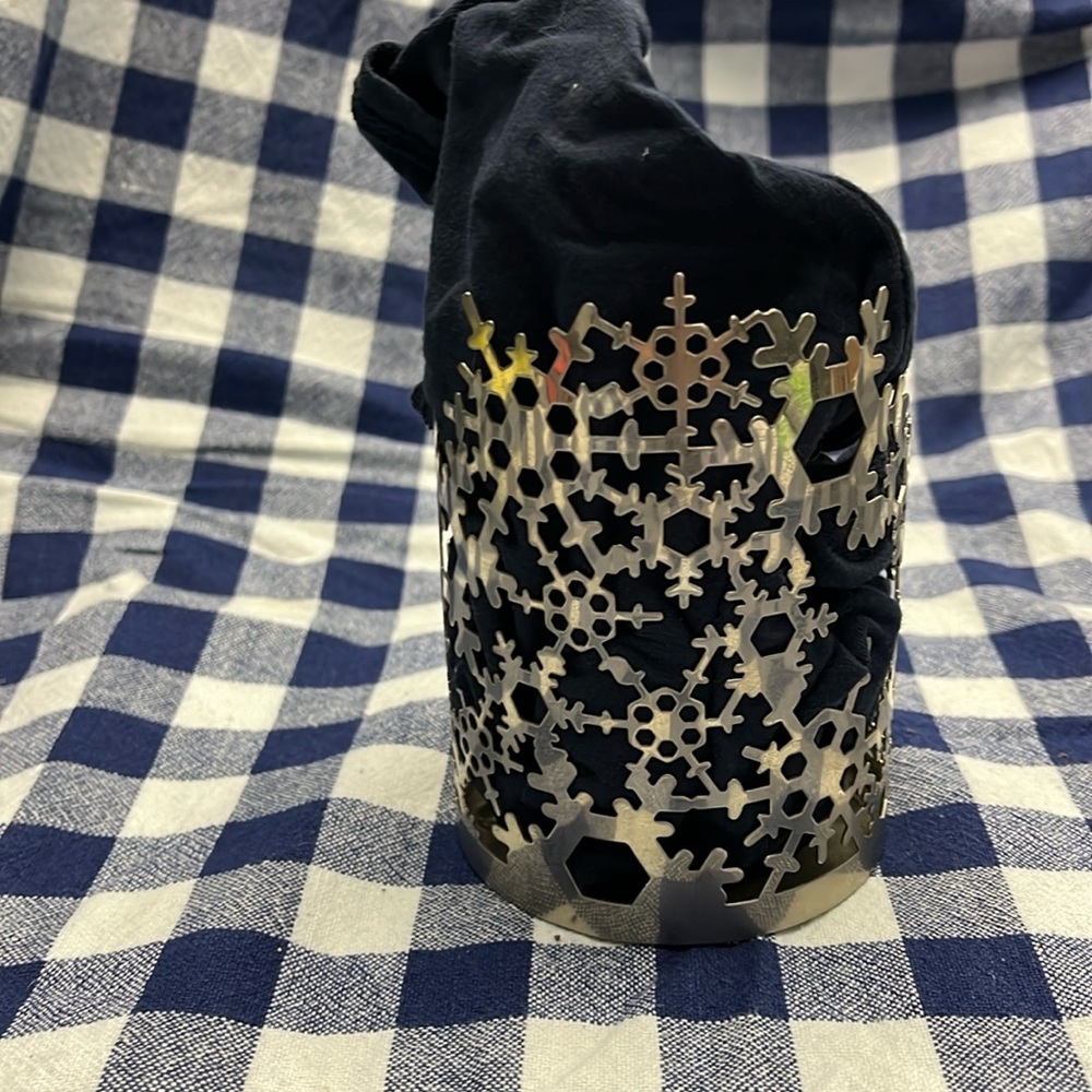 Asymmetrical Silver colored Metal Candle Holder